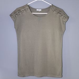 T-shirt for Women Khaki Green Extra Small XS Lace